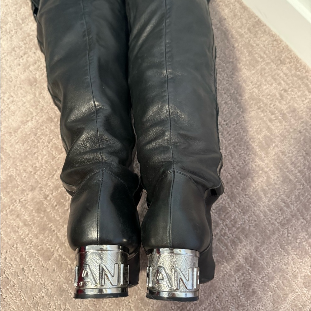 Chanel Nappa Boots with Silver Heels